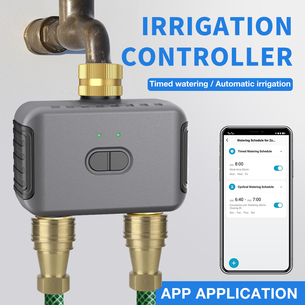 Smart Garden System - Tuya-temporizador de riego de 2 zonas,